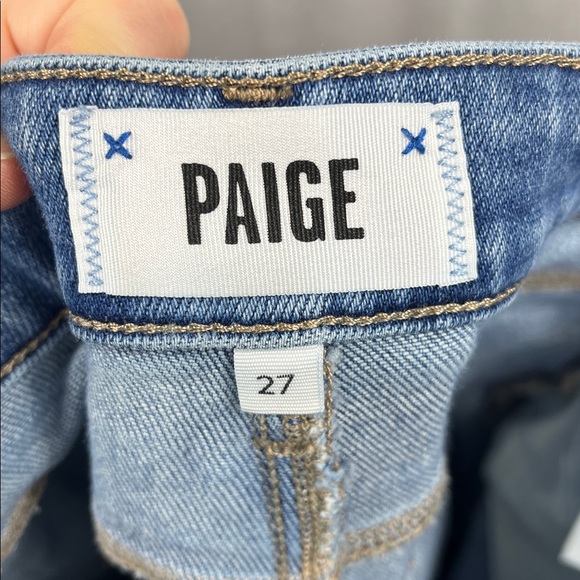 Paige Cindy Straight Jeans in Mel Destroyed Hem Denim. - Picture 8 of 12